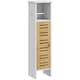 image 1 of HOMCOM Bathroom Cabinet, Slim Bathroom Unit with Adjustable Shelf, White White | Natural bamboo