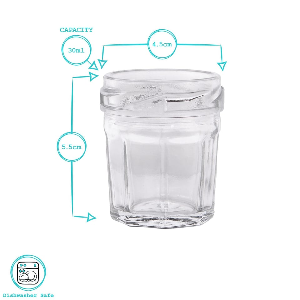 image 1 of Argon Tableware Glass Jam Jars - 42ml - Pack of 6