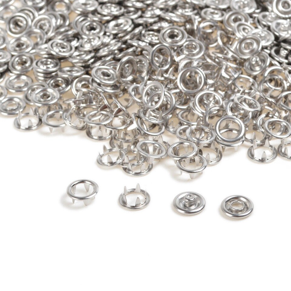 image 1 of 11mm Silver Snap Poppers Prong Ring Press Studs for DIY crafts - 10pcs