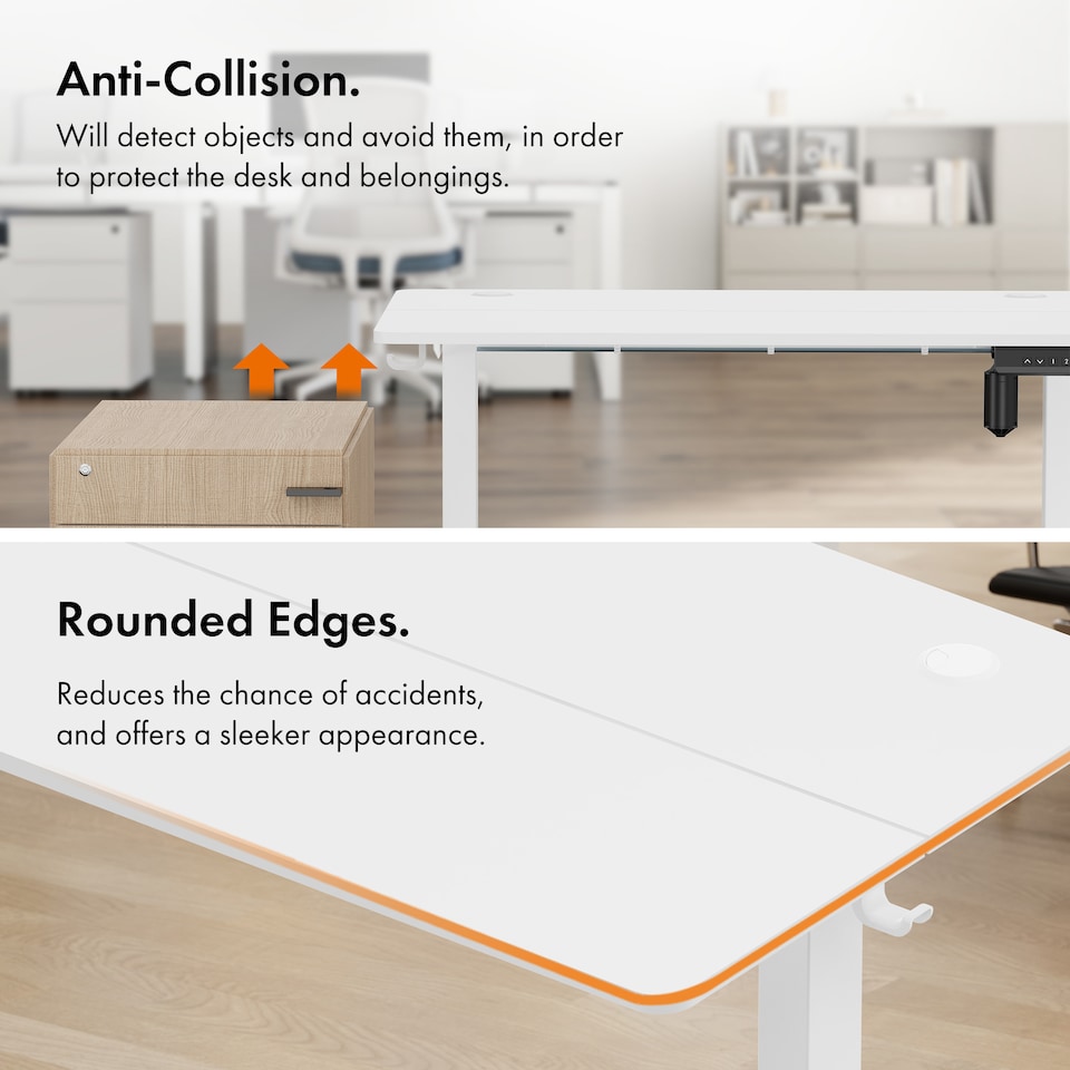 image 1 of Vonhaus White Height Adjustable Standing Desk 100x60cm