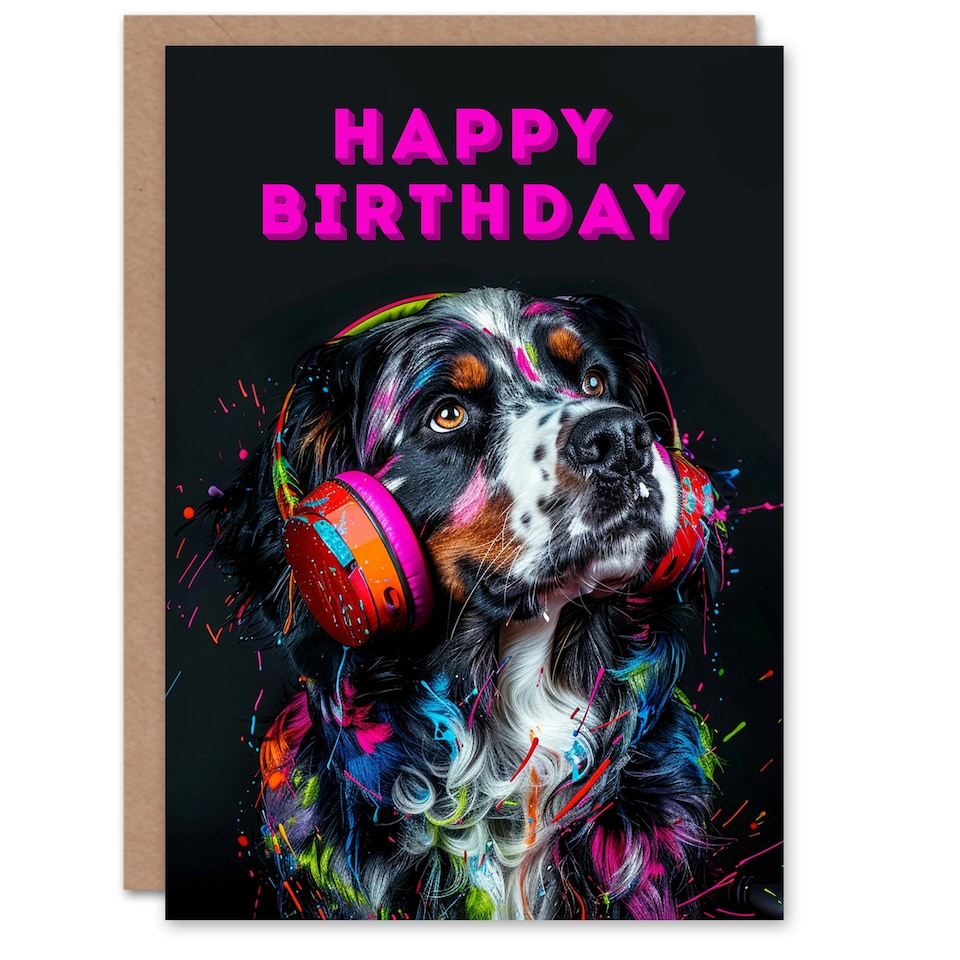 image 1 of Appenzeller Sennenhund Headphones DJ Lover Birthday Card