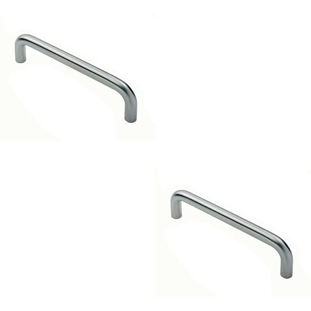 Loops 2x Round D Bar Pull Handle 22mm Dia 150mm Fixing Centres Satin Stainless Steel in Metallics