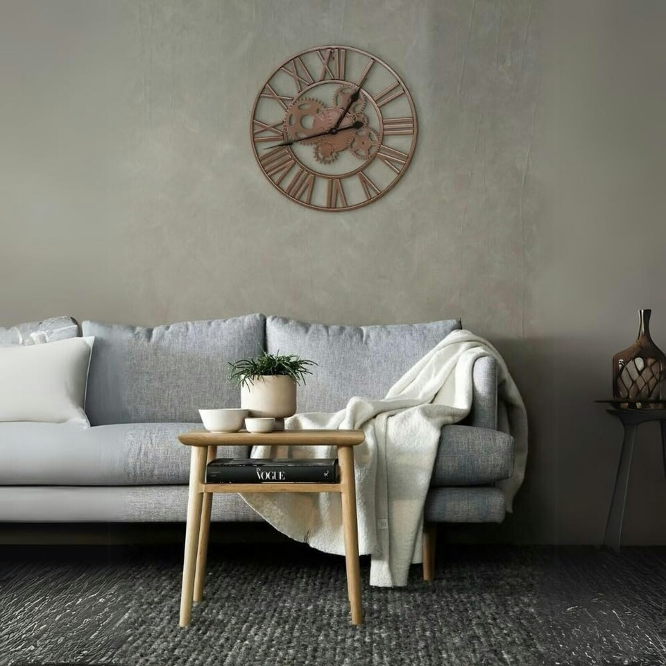 image 1 of Marco Paul 35cm Brown Skeleton Wall Clock Brown