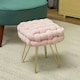 image 2 of HOMCOM Woven Velvet Foot Stool with Steel Legs for Living Room, Pink