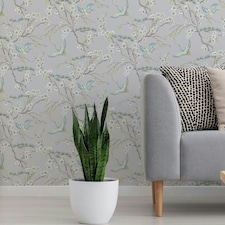 Sublime Japan Art Deco Blue Metallic Geometric Wallpaper Grey | Yellow