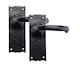 image 2 of Golden Grace 6 Pairs Antique Plain Design Door Handles Latch in Black Finish - 150mm x 52mm Black