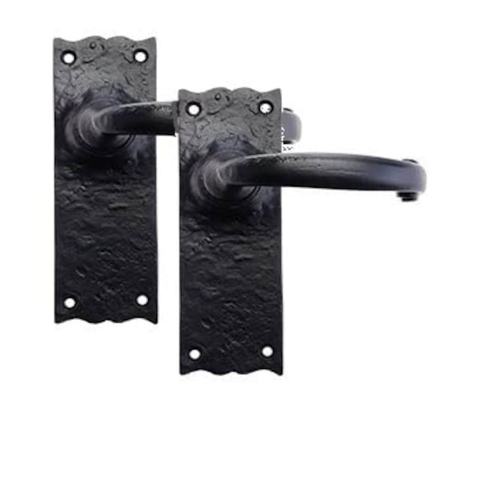 image 1 of Golden Grace 6 Pairs Antique Plain Design Door Handles Latch in Black Finish - 150mm x 52mm Black