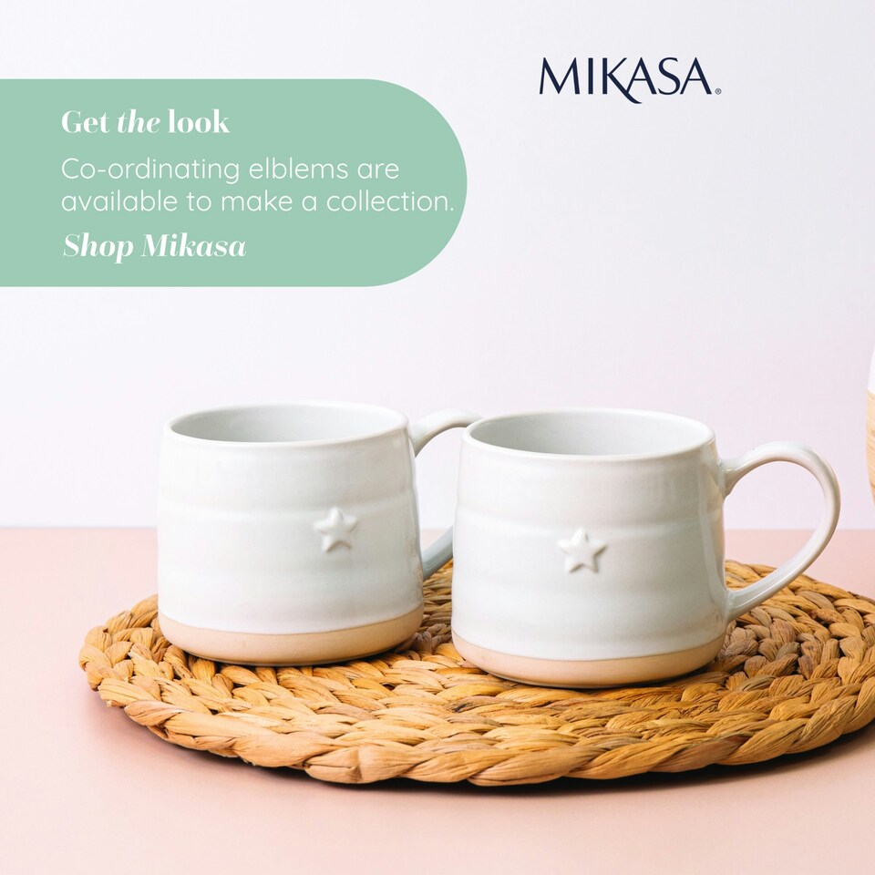 image 1 of Mikasa Mug Set White Stoneware 380ml Set of 2