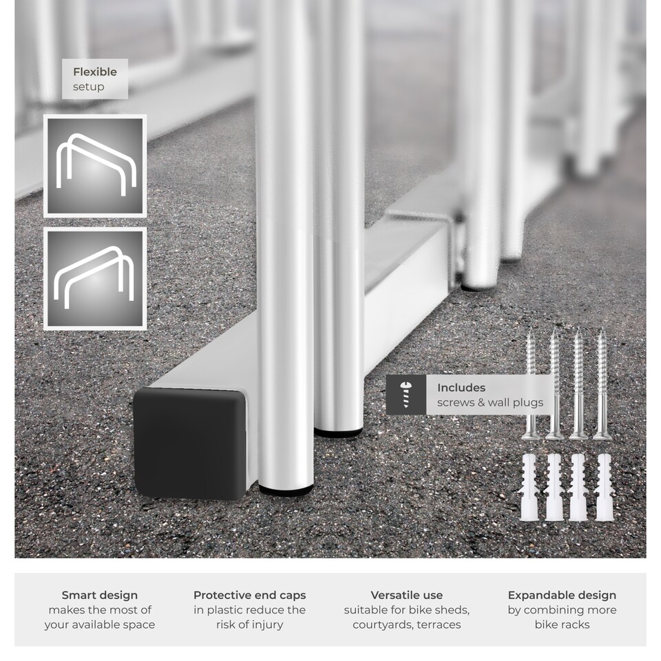 image 1 of Bicycle Rack Parkley -  floor or wall-mounted, coated steel, easy to install | Grey | silver | XL | 1