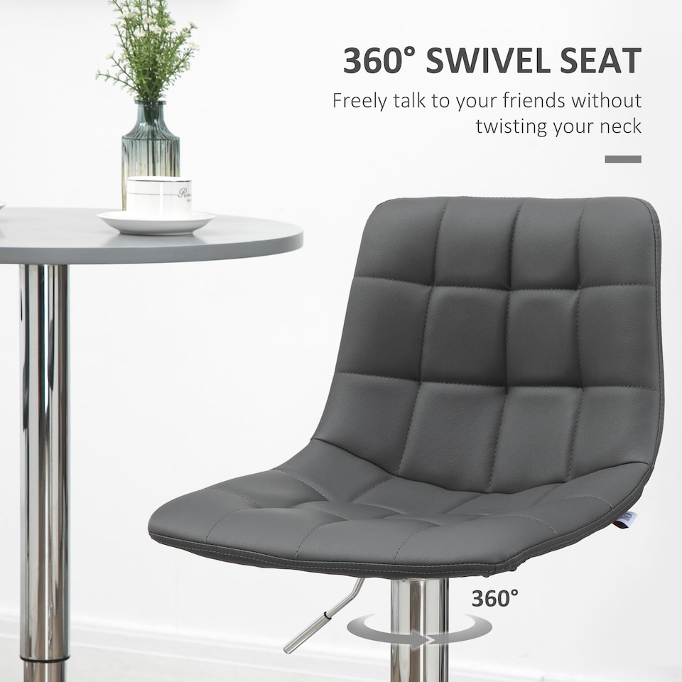 image 1 of HOMCOM Bar Stools Set of 2 Adjustable Counter Barstools W/ Footrest Grey