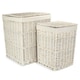 image 1 of Set of 2 Square White Wash Wicker Laundry Basket | White | White