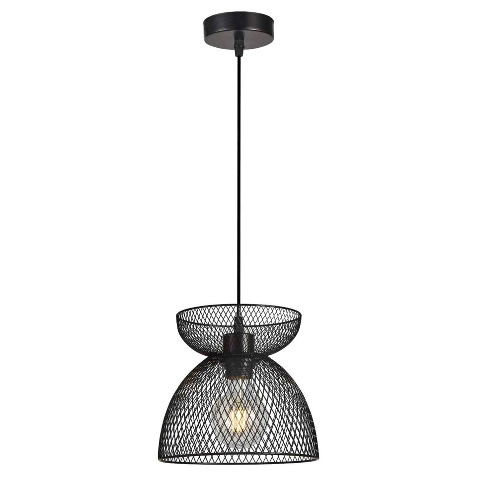 image 1 of First Choice Lighting Cassidy Medium Layered Black Mesh Ceiling Pendant Light Black
