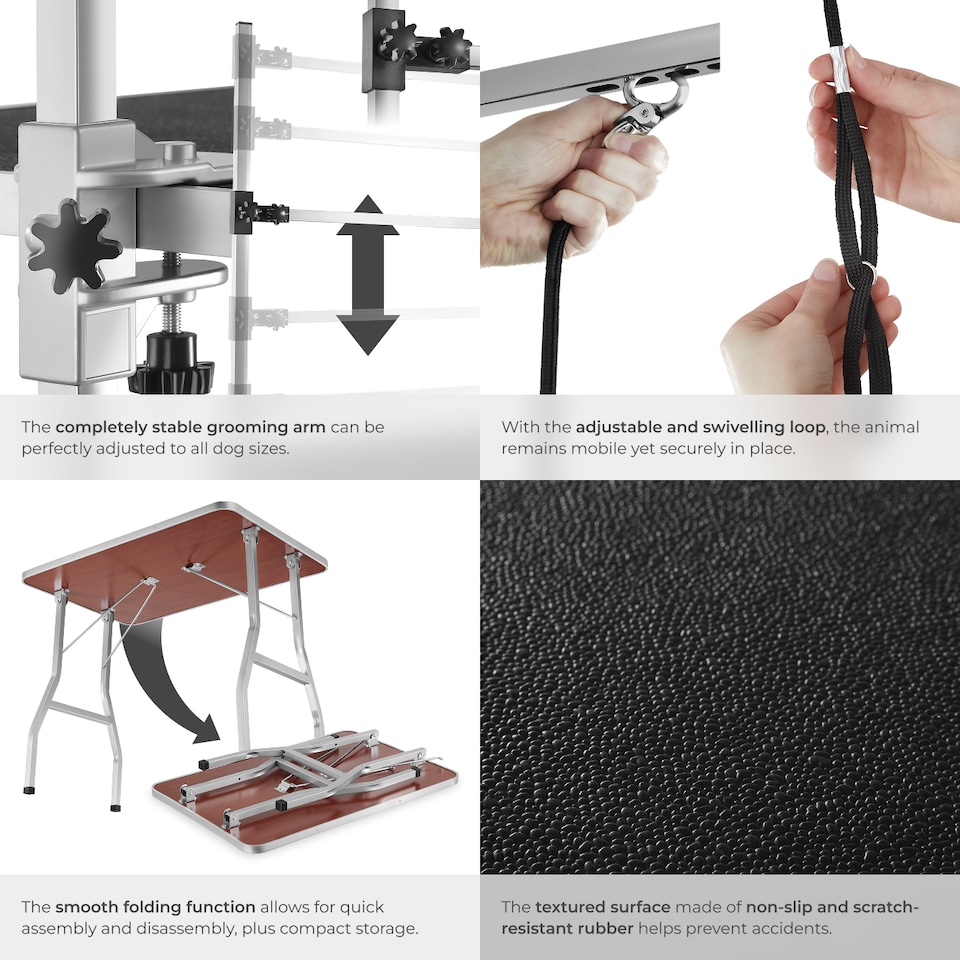 image 1 of Dog Grooming Table - 2 height-settings, 2 leashes, scratch-resistant surface