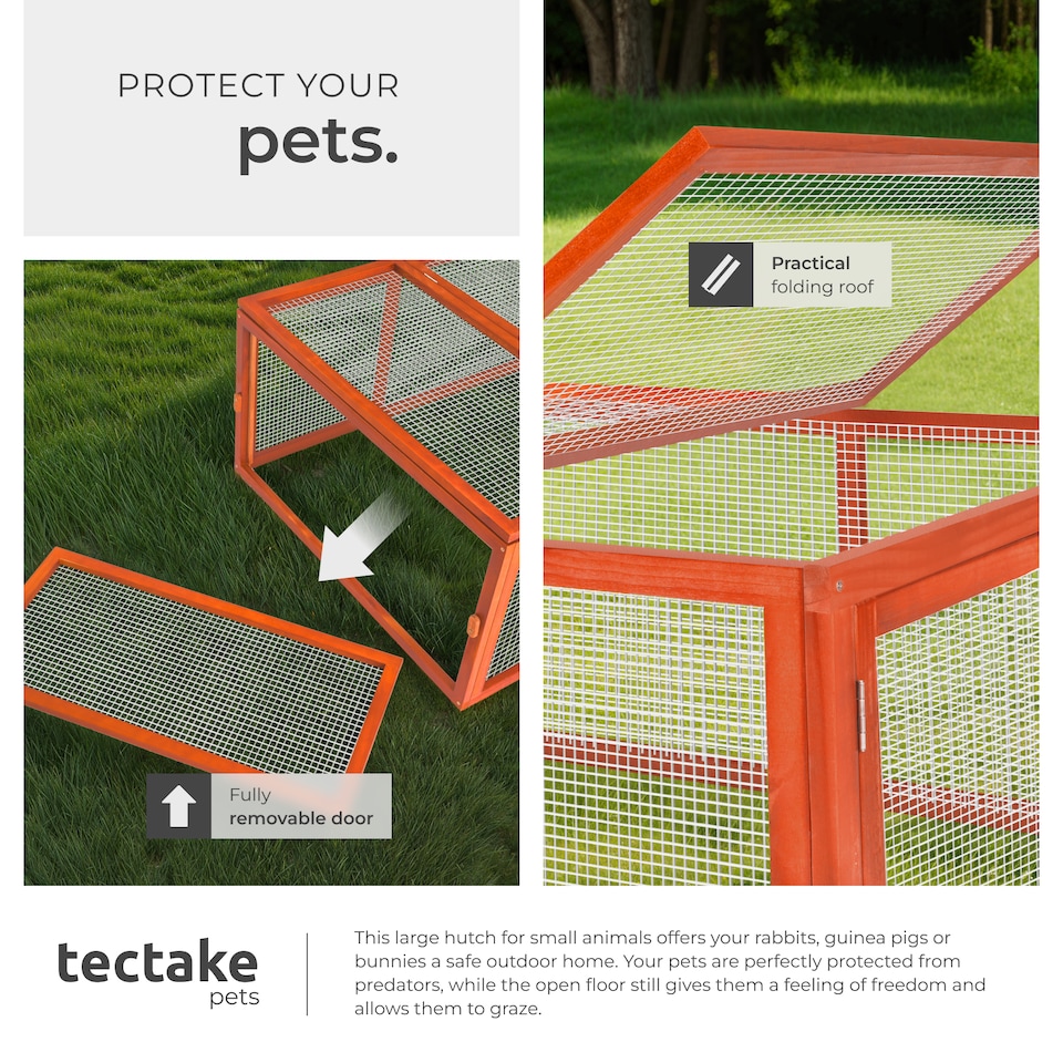 image 1 of Rabbit Run Mandy - wooden, with 2 roof openings, 2 doors, 181 x 90 x 48 cm | Brown | brown | 181 x 90 x 48 cm | 1