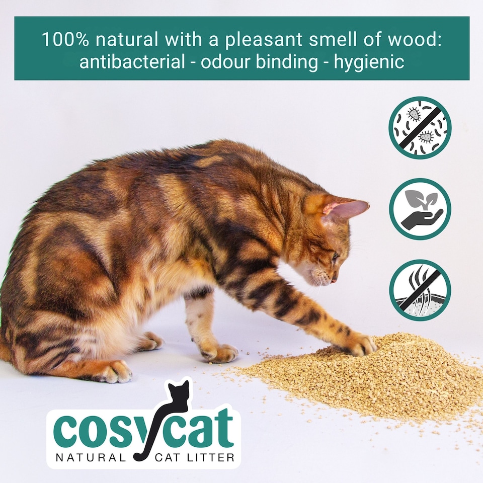 image 1 of Cosycat Clumping Wood Cat Litter 10L Fine Granule