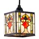 image 4 of Art Denergy savingTiffany Easy Fit Pendant Shade with Green, Amber and Red Stained Glass | Multi