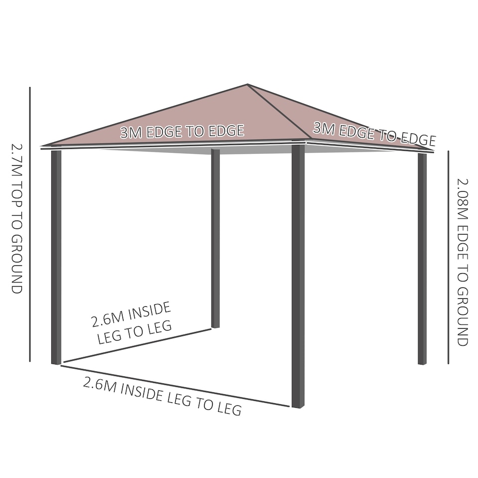 image 1 of Outsunny 3 x 3m Garden Gazebo Outdoor Gazebo Canopy Shelter with Curtains and Steel Frame for Lawn Yard and Deck Coffee