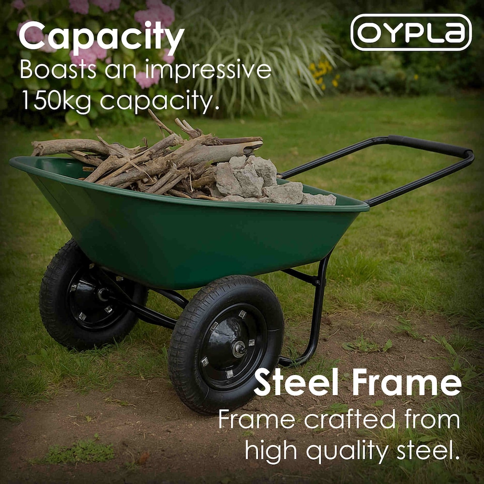 image 1 of Heavy Duty Two Wheeled 70L Garden Wheelbarrow Pneumatic Tyre