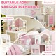 image 8 of AIYAPLAY Kids Dressing Table and Stool Set, Girls Vanity Table with 2-Colour LED Lights, Tri-Folding Mirror and Side Storage Pocket, Children Makeup Desk for Ages 3-8 Years, White
