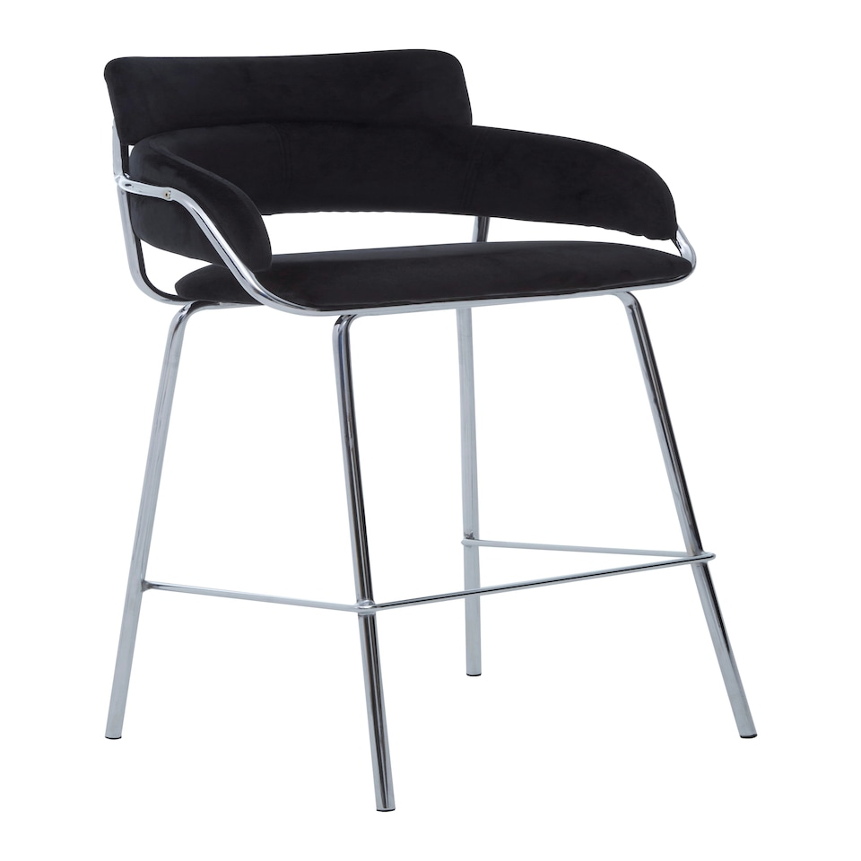image 1 of Interiors by Premier Tamzin Black Velvet Bar Chair Black