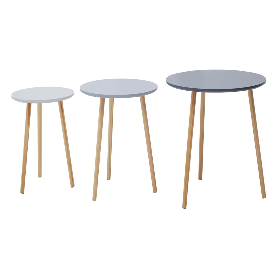 image 1 of Interiors by Premier Set of 3 Round Tables, Triangular Coffee Tables Set, Long Lasting Rounded Top Wood Table for Indoor, Outdoor