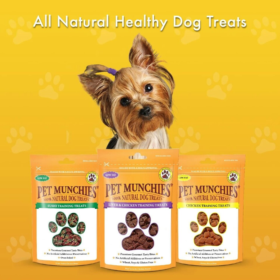 image 1 of Pet Munchies Liver and Chicken Dog Training Treats, Grain Free Tasty Bites with Natural Real Meat, Low in Fat and High in Protein 50g (Pack of 8)