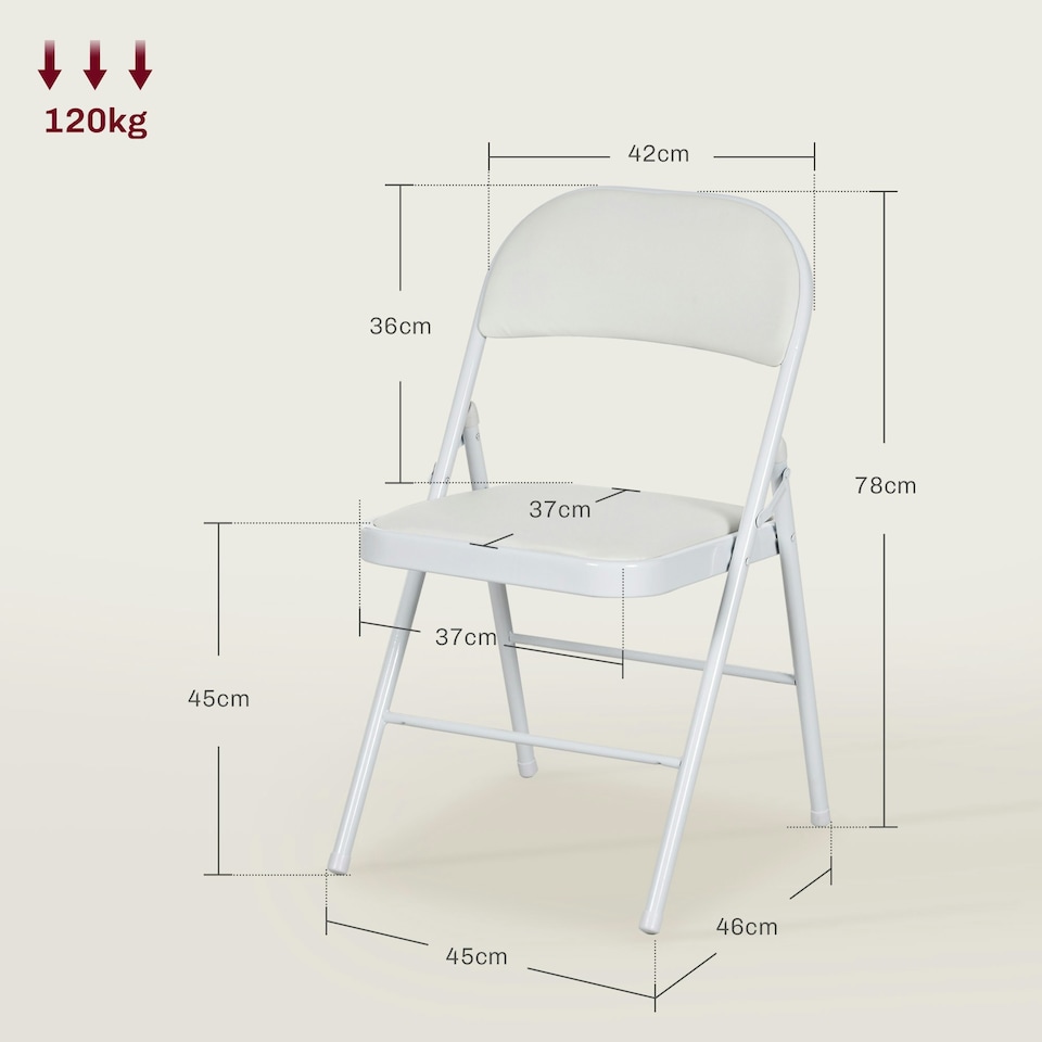 image 1 of HOMCOM 2 Pack Padded Folding Chairs with Cushioned Seat and Metal Frame White