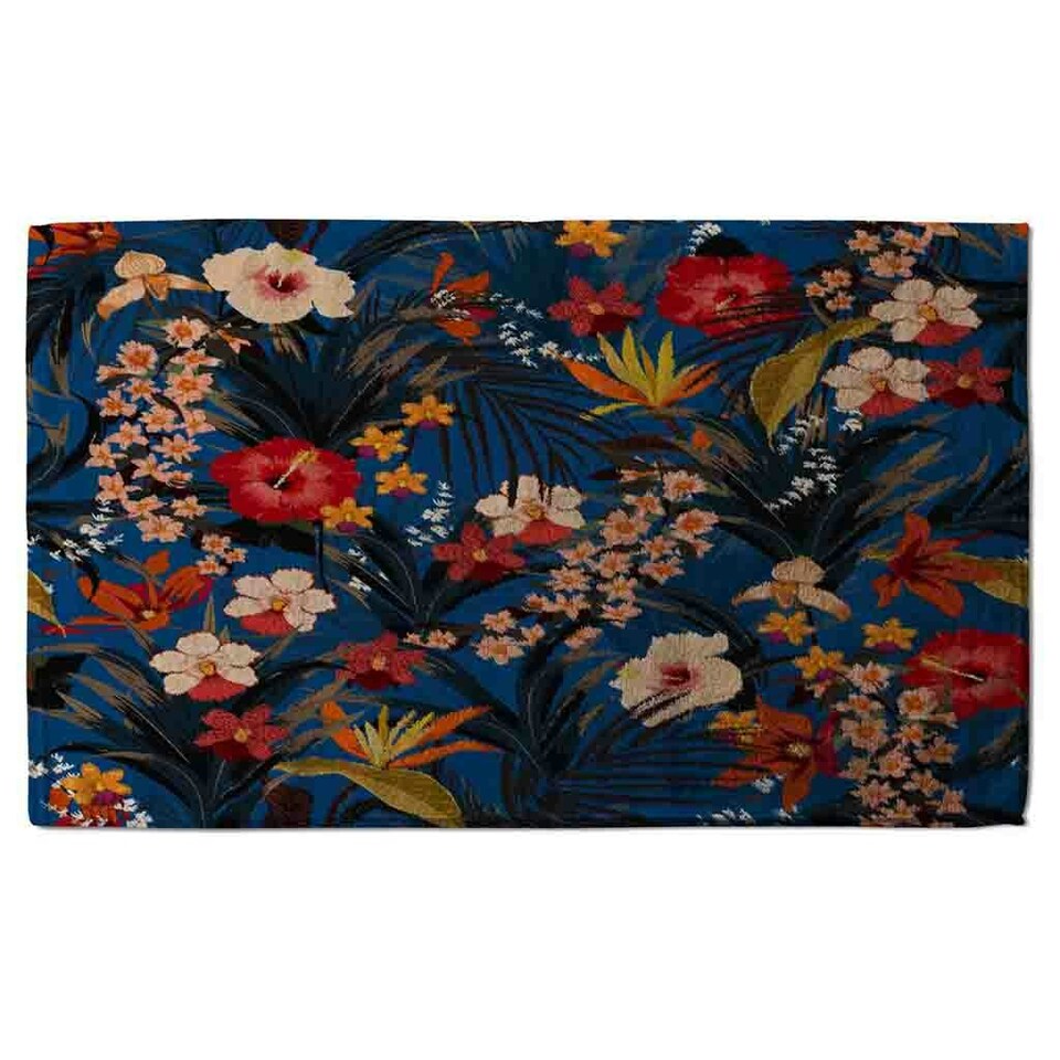 image 1 of Bright Red & Orange Tropical Flowers & Plants (Kitchen Towel)