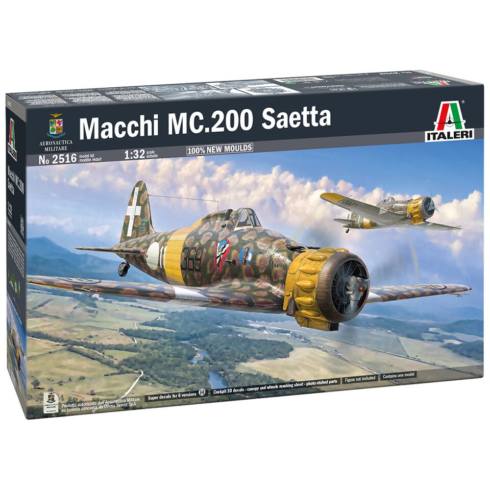 image 1 of Italeri Macchi MC.200 Saetta Military Aircraft Model Kit Scale 1-32