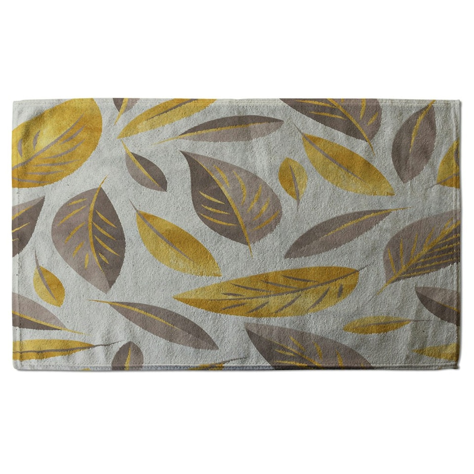 image 1 of Botanical gold and purple leaf (Kitchen Towel)