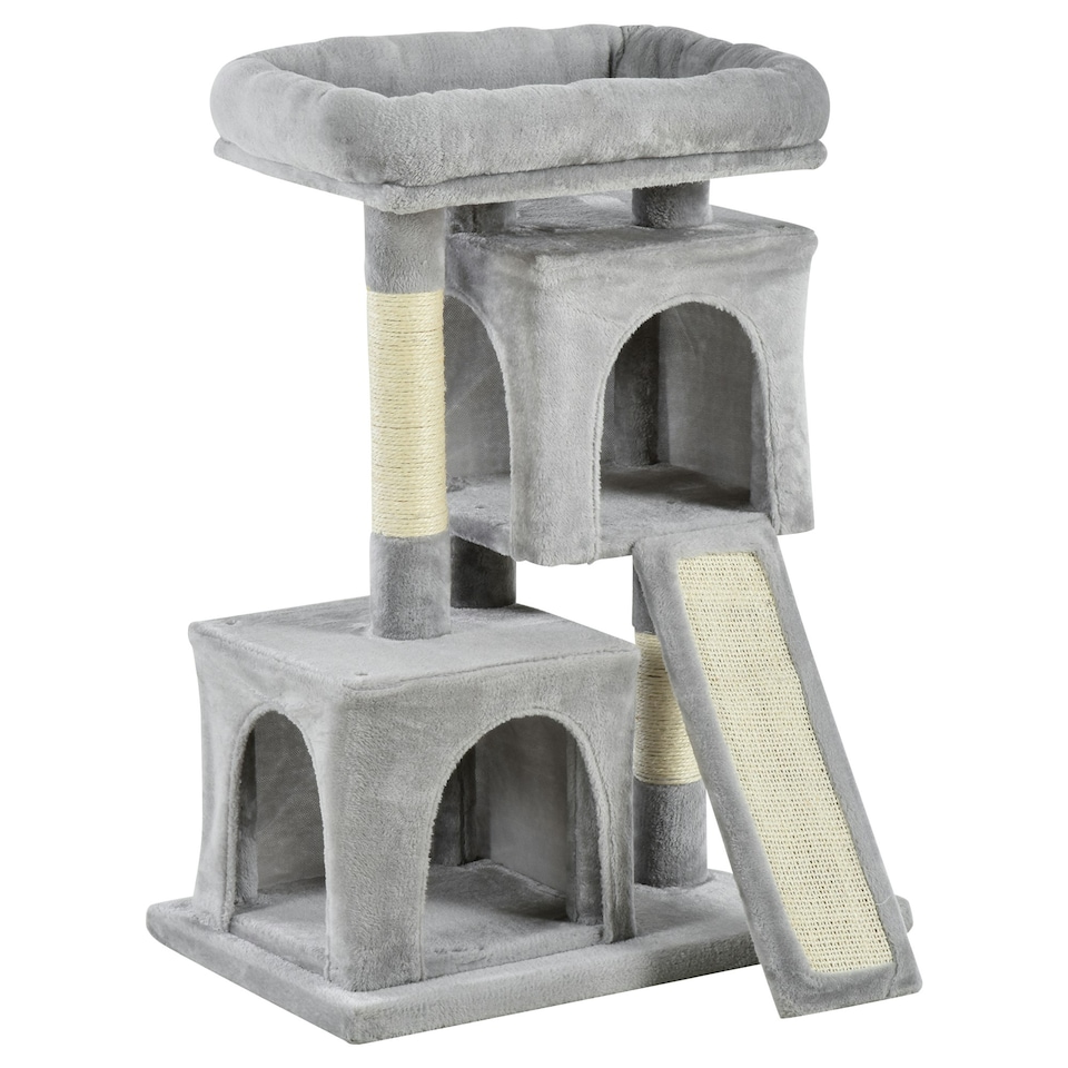 image 1 of PawHut Cat Tree 83cm Indoor Cat Scratching Post Kitten Tower, Dark Grey