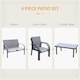 image 3 of Outsunny 4pcs Patio Furniture Set Garden Sofa Glass Top Coffee Table