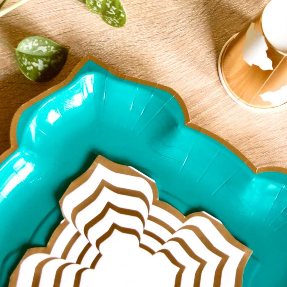 image 1 of Lotus Large Party Plates (10pk) - Turquoise (Teal) | Blue | Teal | 30 | 10