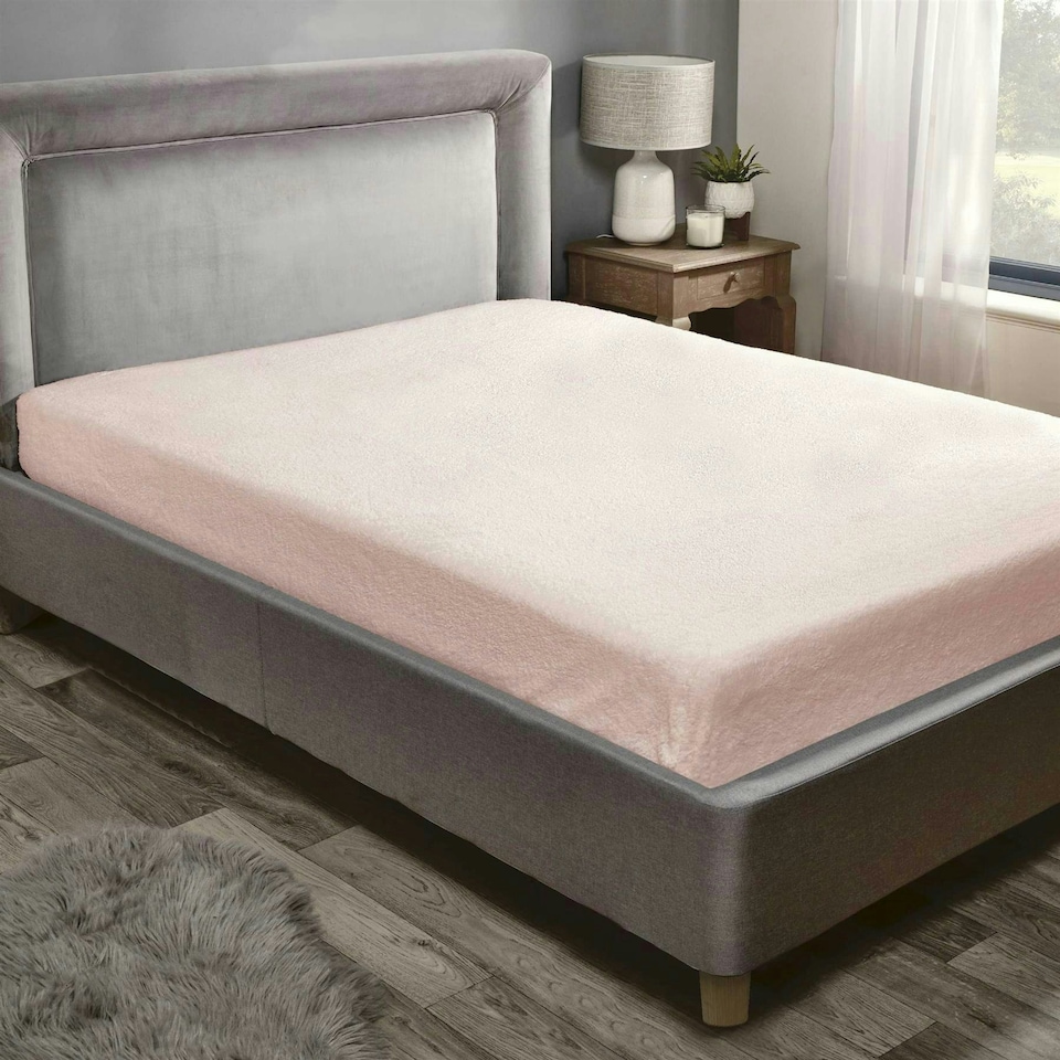 Teddy Fleece Fitted Sheet Sherpa Bed Sheets - Pink - Double