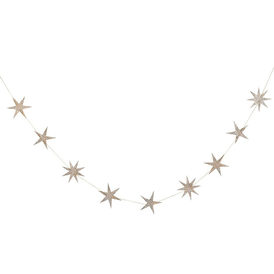 image 1 of Gold Star Glitter Wood Party Garland 2m
