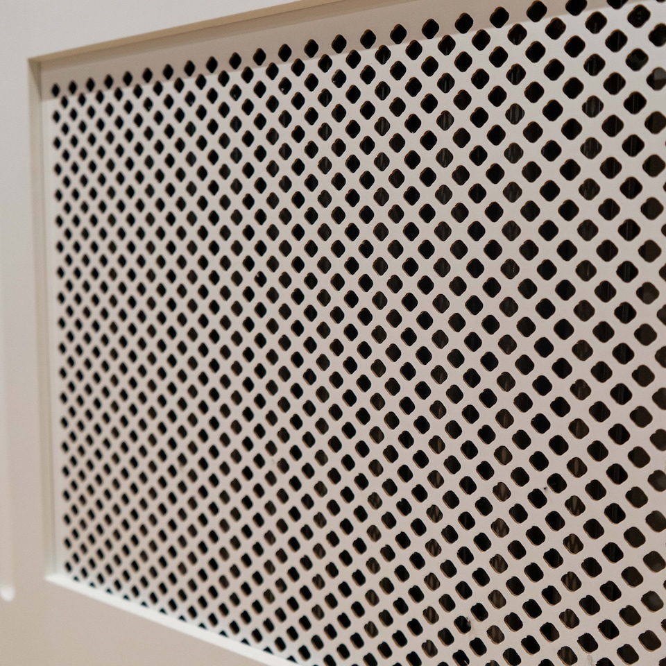 image 1 of JSH Radiator Cover Wood White Diamond MDF - Large - 152cm (W) x 81.5cm (H) x 19cm (D) | White
