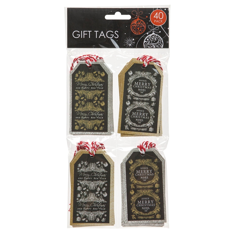 PMS Christmas Gift Tags Present Labels x40 - 5cm x 9cm Christmas Themed