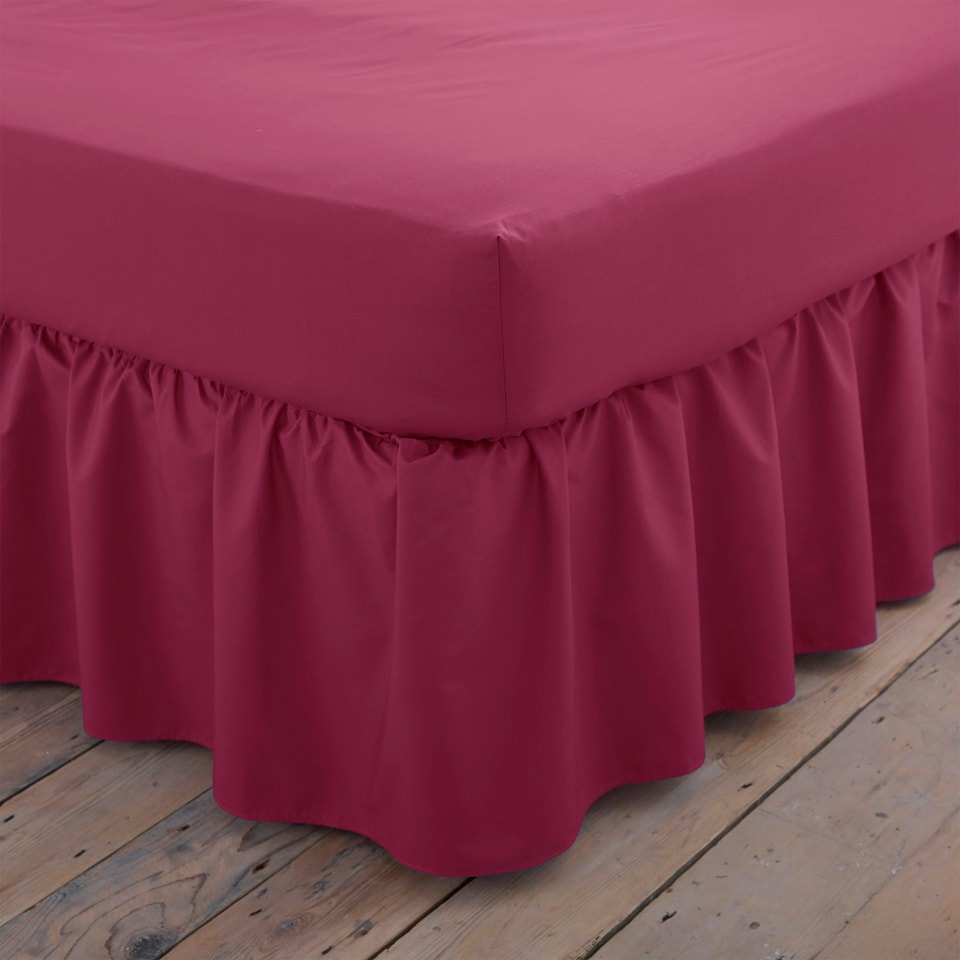 Charlotte Thomas Poetry Plain Dye Polycotton Single Platform Valance Sheet Frilled - Burgundy - 90 x 190cm
