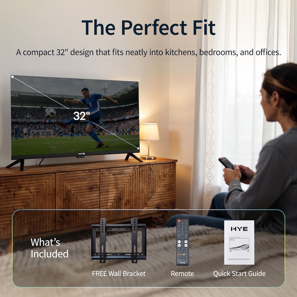 image 1 of HYE 32" Inch 2K QLED Tizen OS WiFi Frameless Smart TV - 32QLEDS1008