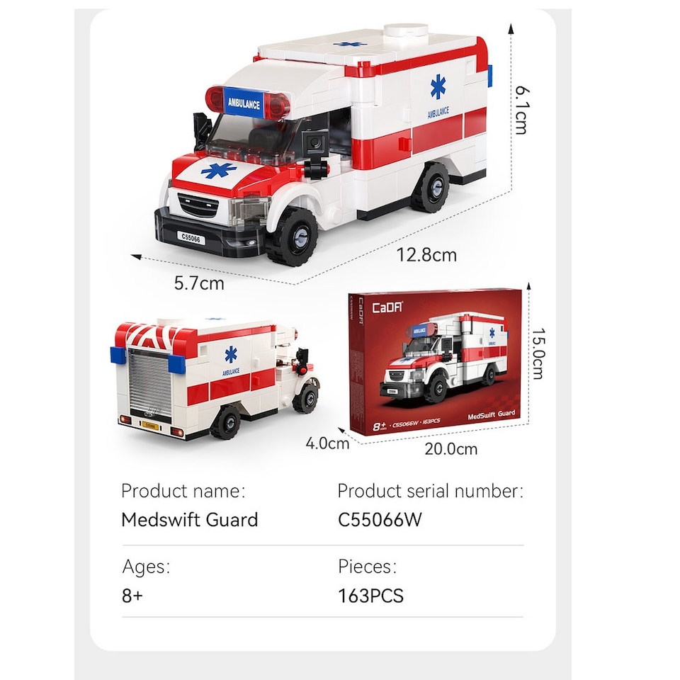 image 1 of Cada Medswift Ambulance Van - 163 Piece Construction Set