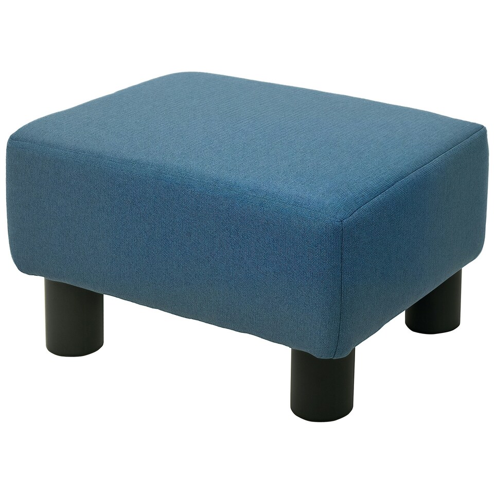 image 1 of HOMCOM Chic Linen Fabric Footstool Ottoman Cube with 4 Plastic Legs Blue