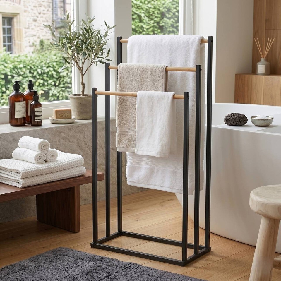 image 1 of 3 Tier Freestanding Towel Rack Bathroom Stand Holder