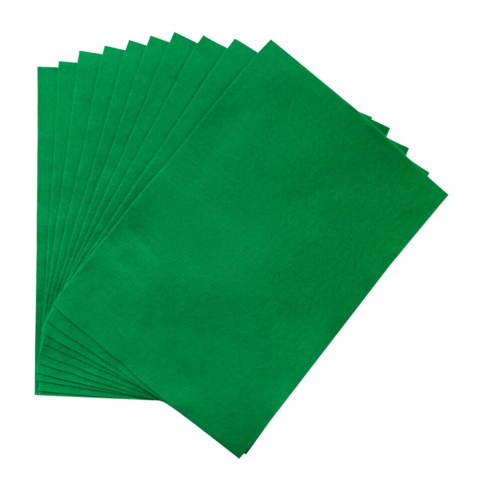 image 1 of Pack of 10 A4 Coloured Felt 180gsm Sheets Green | Green | A4