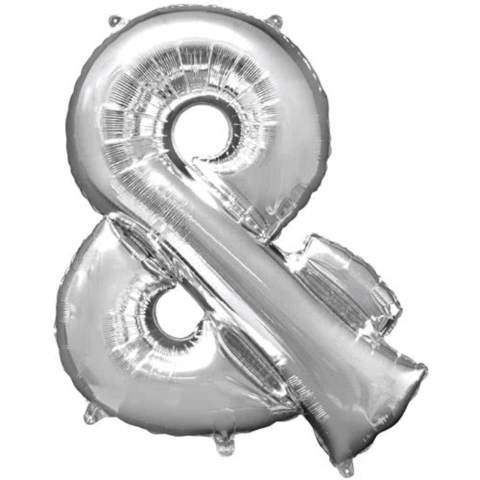 Silver Ampersand Helium Foil Giant Balloon 96cm / 38 in