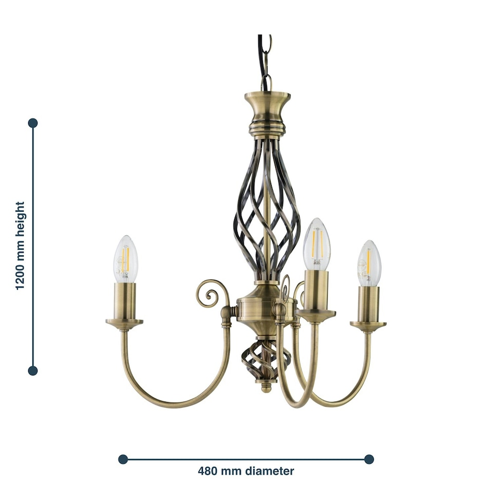 image 1 of Barley Twist - Antique Brass 3 Light Pendant Bronze