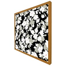Grey, white & black flowers (Picture Frame) Brown | Oak | M