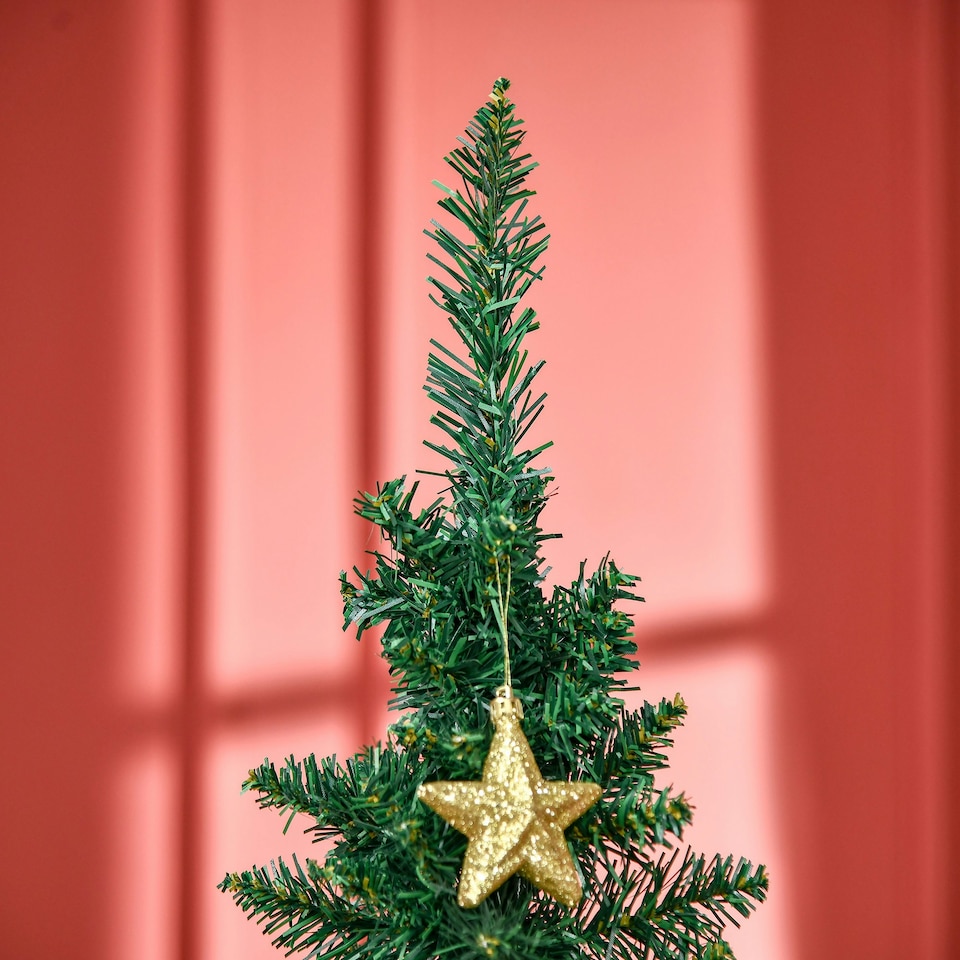 image 1 of HOMCOM 6FT Pencil Artificial Christmas Tree with Solid Stand Tips Green