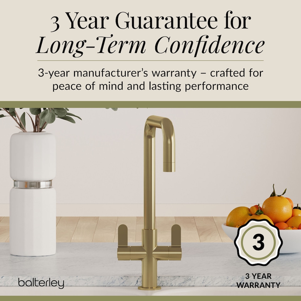 image 1 of Kuma Kitchen Mono Mixer Tap Dual Lever, Brushed Brass 361mm | Copper | Brushed Brass | 1