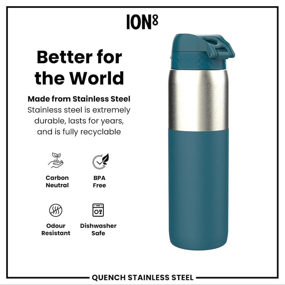 image 1 of Leak Proof 1 Litre Water Bottle, Stainless Steel, 1200ml (40oz)