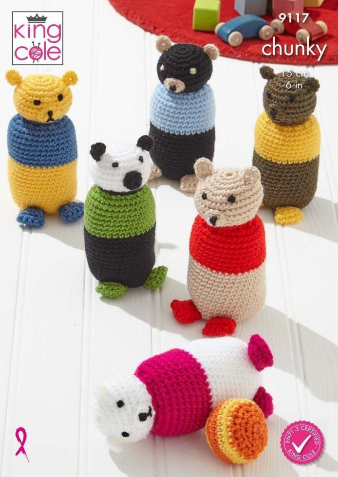 King Cole Big Value Chunky Knitting Pattern 9117, Toys - 15 cm